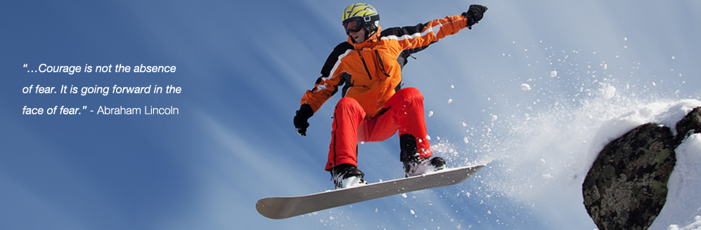 photograph of snowboarder